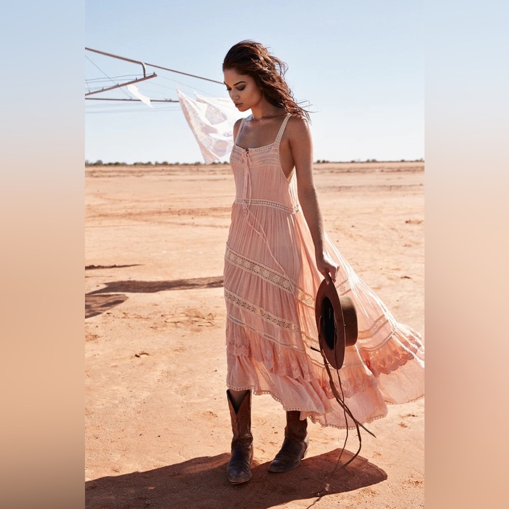 NWT Spell Prairie Lace Sun Dress in Peach